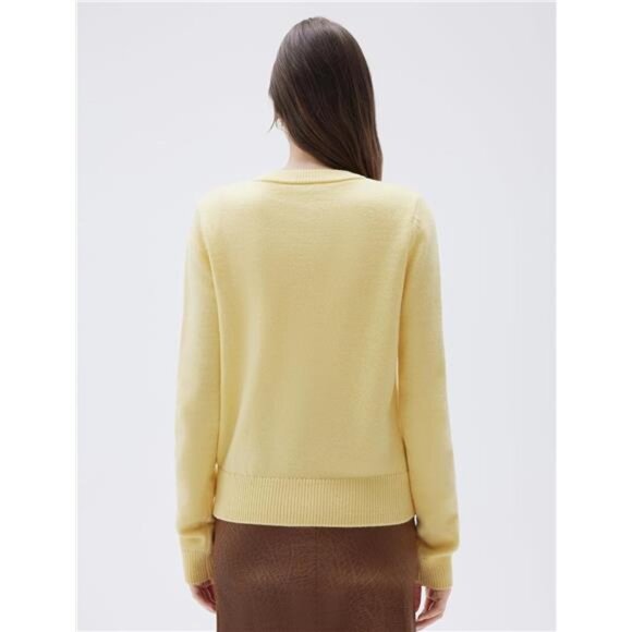 Women Chunky Cashmere Cardigan Sweaters Trendy Light Yellow - Picture 5 of 5